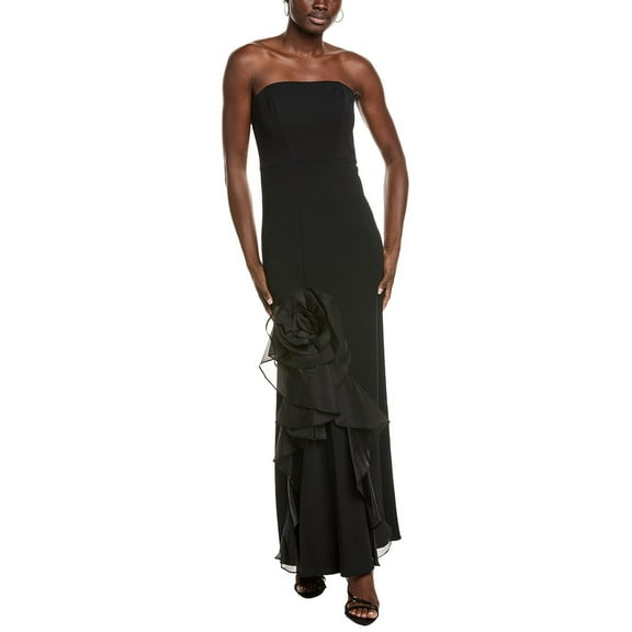 Aidan Mattox womens  Cascading Rose Column Gown, 0, Black