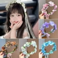thumbnail image 4 of Zhuge Corona de flores rosas ajustable para mujeres y niñas, corona floral, guirnalda para bodas, festivales, fiestas, tocado, azul, 4 of 5
