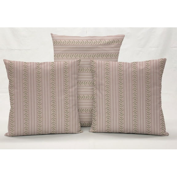Striped Vines Pillowcase / Pillow Cover by Penny's Needful Things (12 x 12) (Pink)