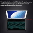 thumbnail image 3 of For iPad 7 10.2in 2019 7 Colors Backlit Tablet Bluetooth Keyboard and Cloth Marks Tablet Leather Protective Case with Pen Holder American Keyboard Blue, 3 of 9