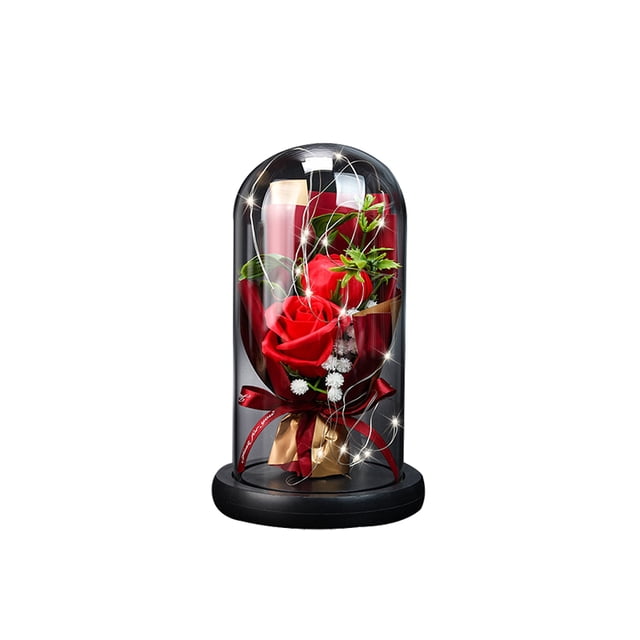 Caja De Regalo Rosa Con Cubierta De Vidrio Regalo De Luz Led Para El Aniversario Del Día De San Valentín Speravity HA025094-01