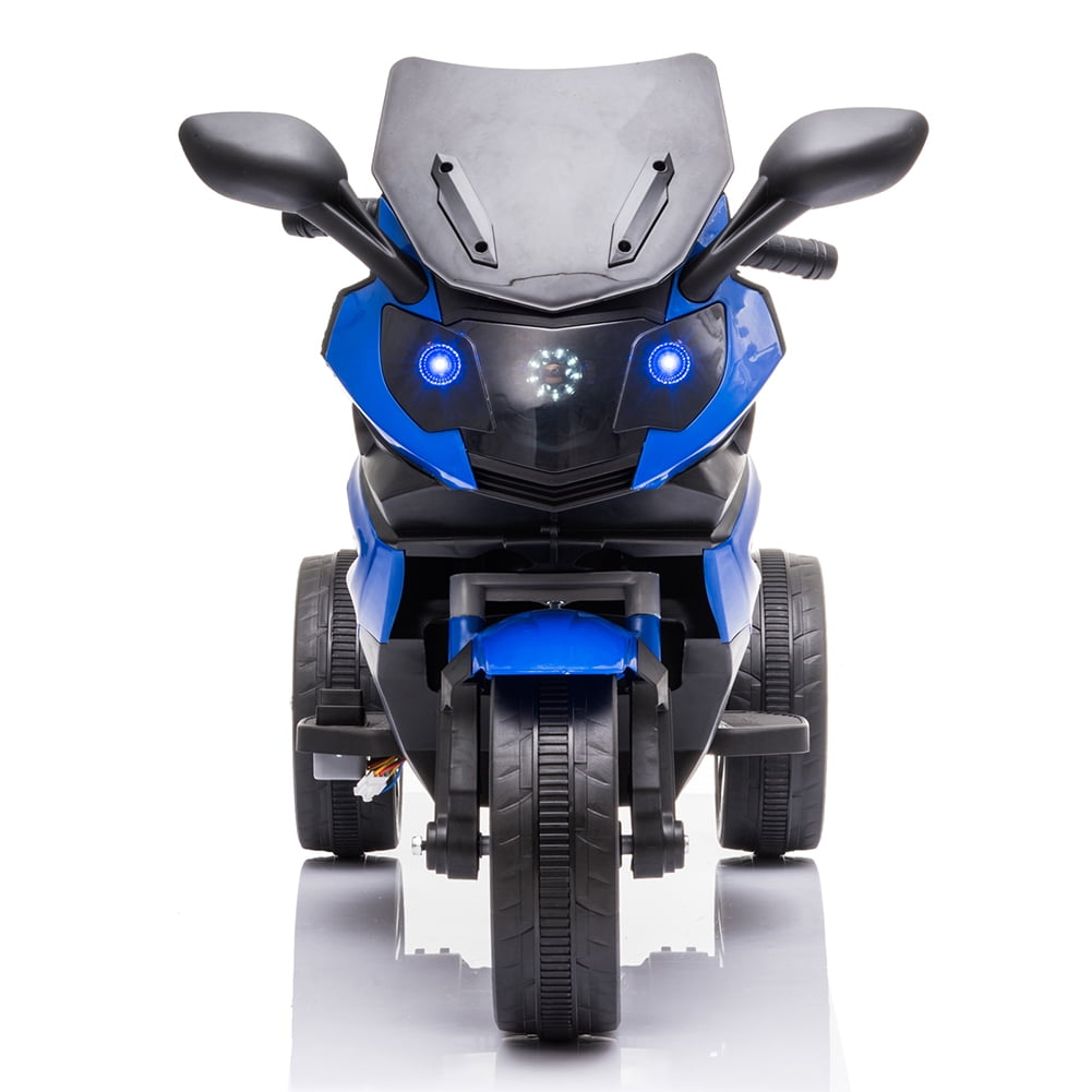 Kepooman 12V Dual Drive Electric Ride On Car for Kids, Electric Motorcycle for Boys and Girls, Without Remote, Blue