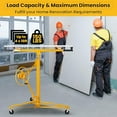 thumbnail image 2 of 11' Drywall Lift Hoist with Rolling Caster Wheels - Lockable Tool Jack for Effortless Drywall Installation (Yellow), 2 of 13