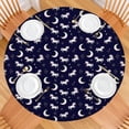 thumbnail image 2 of Dark Blue Cartoon Unicorn Moon Star Pattern Round Fitted Tablecloth with Elastic Edge,Dining Table Cover Waterproof,Outdoor Round Tablecloth for Camping,Dining,Indoor and Outdoor, 2 of 7