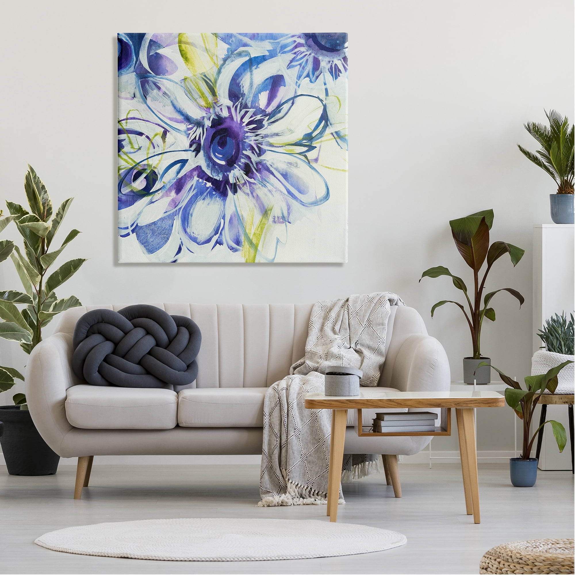 Stupell Industries Modern Blue Flower Buds Botanical & Floral Painting Gallery Wrapped Canvas Print Wall Art, 36 x 36