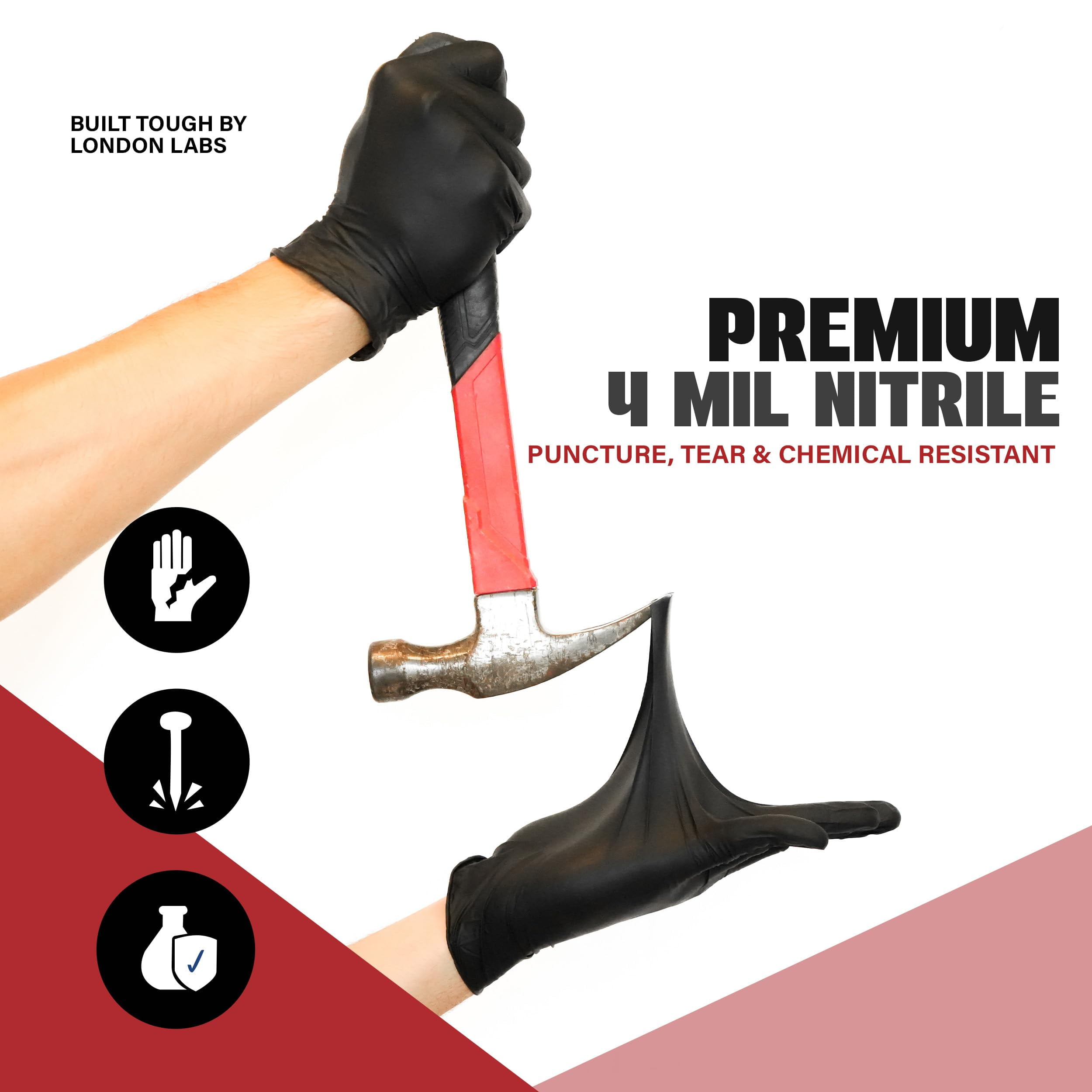 London Labs 4 Mil Disposable Nitrile Exam Gloves, Latex Free & Powder Free Gloves for Medical, food safe, EMT, Cleaning, Cooking - 1000ct small Synsafe black gloves