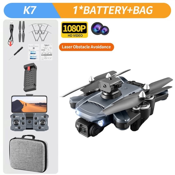 Dron inteligente con cámara HD 4K para evitar obstáculos, cuadricóptero teledirigido con flujo óptico de 2,4G, WIFI, k7
