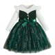 thumbnail image 1 of Vestido de Manga Larga para Niñas con Nudo de Arco Y Cinturón, de Moda de Color Sólido de Malla de Manga Larga para Niños 3-10 Años, 1 of 9