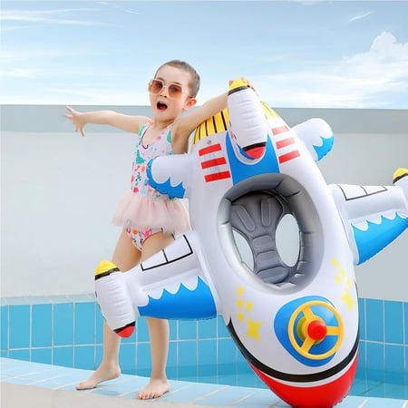 Plane Pool Toy Portable Swimming Seat Ring Airplane Shape Swimming Float Inflatable ...