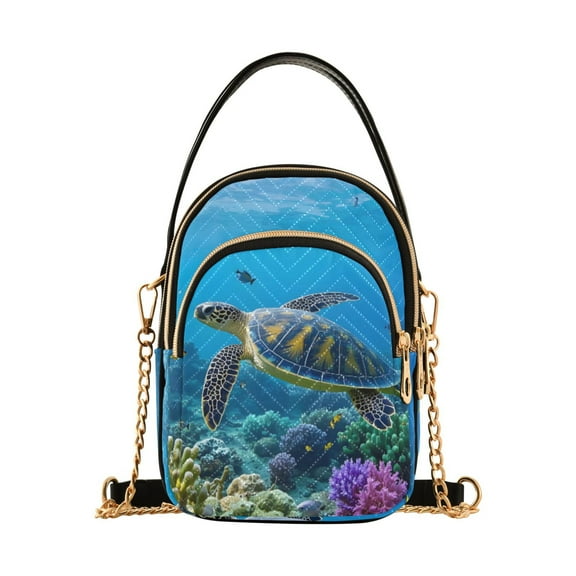 ALAZA Chain Crossbody Bags for Women Turtle in Sea Shoulder Handbag Phone Purse