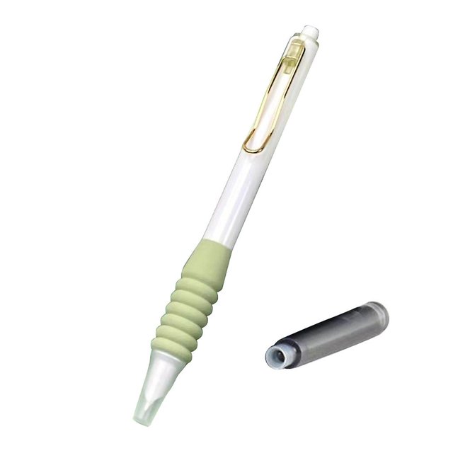 Pluma estilográfica creativa con esponja en forma de nube, antideslizante, con tapa protectora para lápiz, color verde