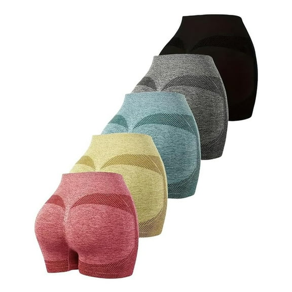 Seductiva Women's Active Short 5Pcs Women Scrunch Butt Lifting Leggings Booty High Waisted Workout Yoga Pants Shorts High Waisted Shorts for Women