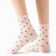 thumbnail image 2 of Women's Ankle Socks with Allover Heart Print and Soft Ribbed Cuff Trim - Beige, 2 of 7