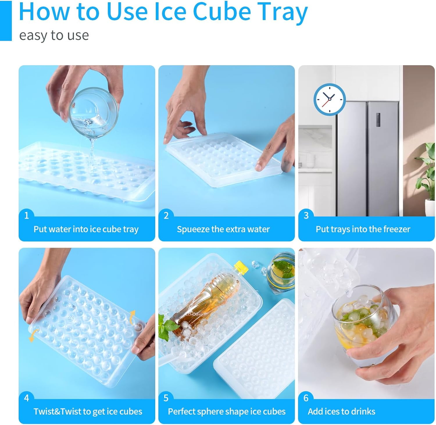 Mini Ice Cube Trays with Lid and Bin,4 Pack Ice Trays for Freezer,348 Pcs Mini Ice Maker,Ice Cube Mold,Small Round Ice Cube Tray Easy Release, Crushed Ice Trays for Chilling Drinks Coffee (Clear)