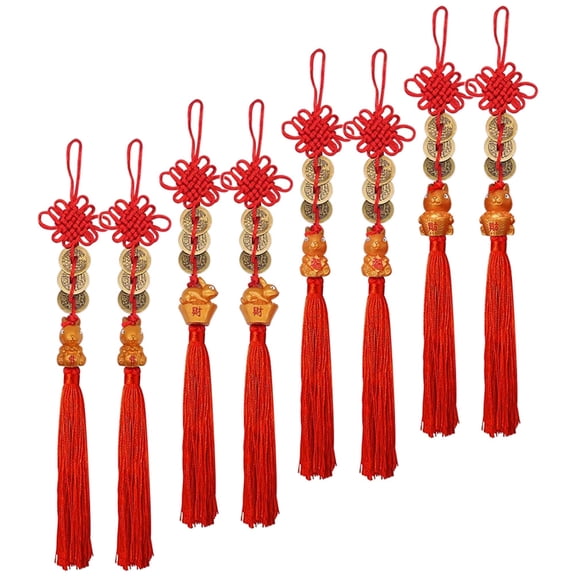 LEORX 8Pcs Traditional Chinese Knot Pendant for New Year Indoor Outdoor Decor