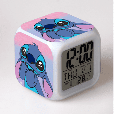HANNTAOO LED Alarm Clock Stitch Pattern Creative Desk Table Clock Glowing Electronic Colorful Digital Clock for Unisex Adults Girl Boy Kids Children Toy Birthday Present Gift HTNL#262