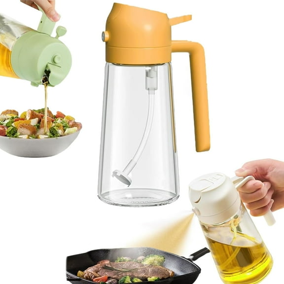 2 In 1 Oil Dispenser And Oil Sprayer For Kitchen, Olive Oil Dispenser Bottle, Cooking Oil Dispenser Spray Bottle, Food-Grade 2 In 1 Glass Oil Sprayer And Pour (Orange-470ml)