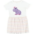 thumbnail image 3 of Inktastic Cute Purple Hippo Girls Toddler Dress, 3 of 5