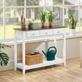 thumbnail image 5 of RONG-3 Farmhouse Console Table with 3 Drawers, Modern Wood Entryway Table, Narrow Long Sofa Table with Storage Shelf for Hallway, Living Room, Front Hall, Foyer, Rustic Vintage, White & Brown, 5 of 7