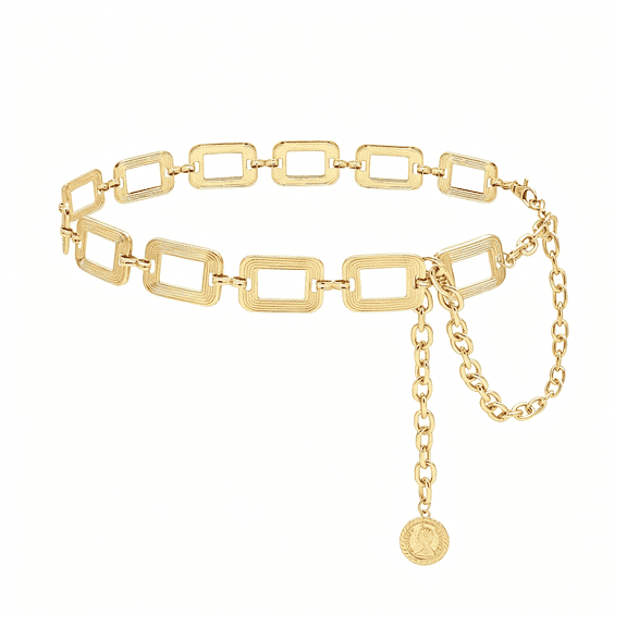 DESIGNICE Women’S Chain Belt Metal Waist Belt Chunky Belly Link Belt
