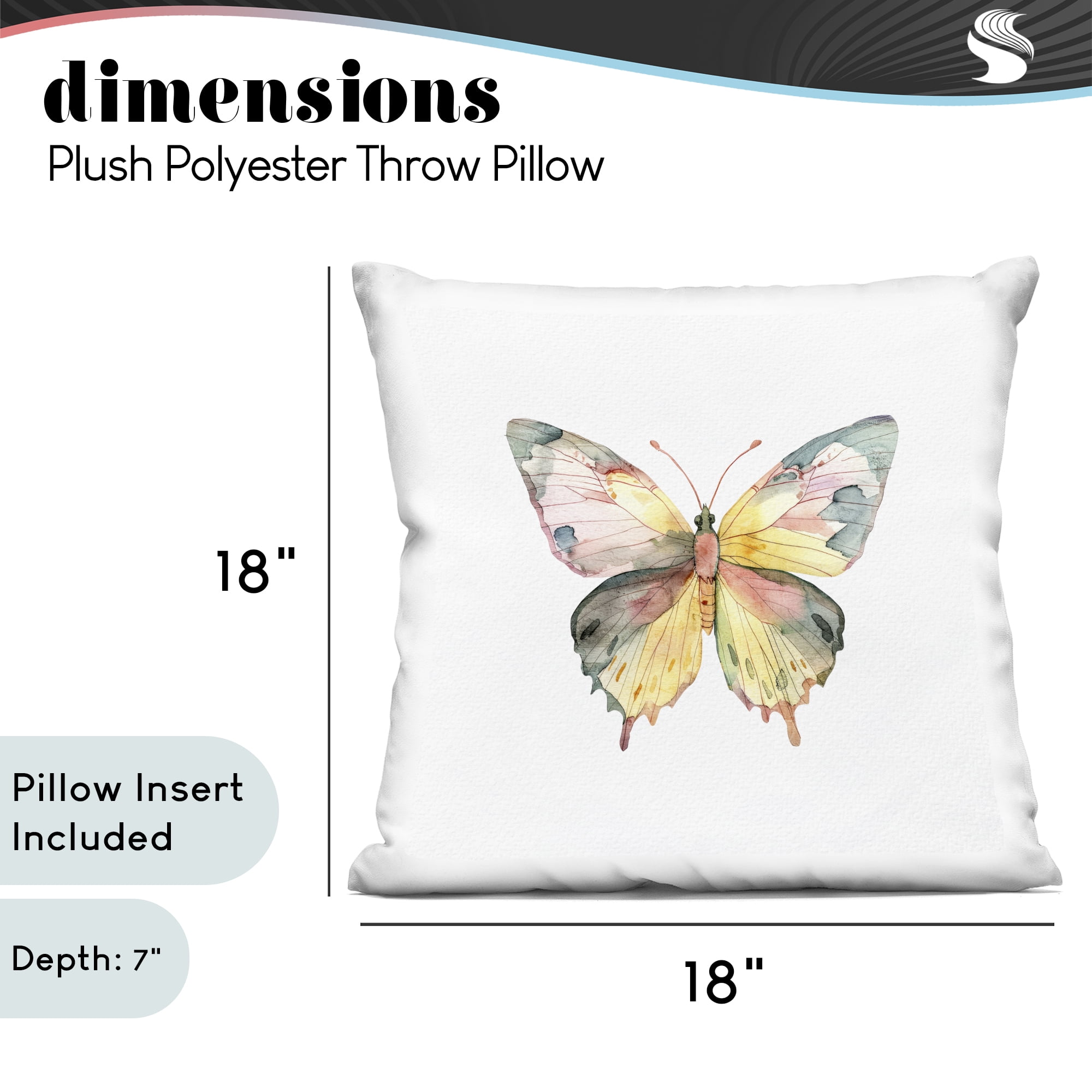 Stupell Industries Watercolor Butterfly Subtlety Decorative Printed Throw Pillow, design by Kim Allen