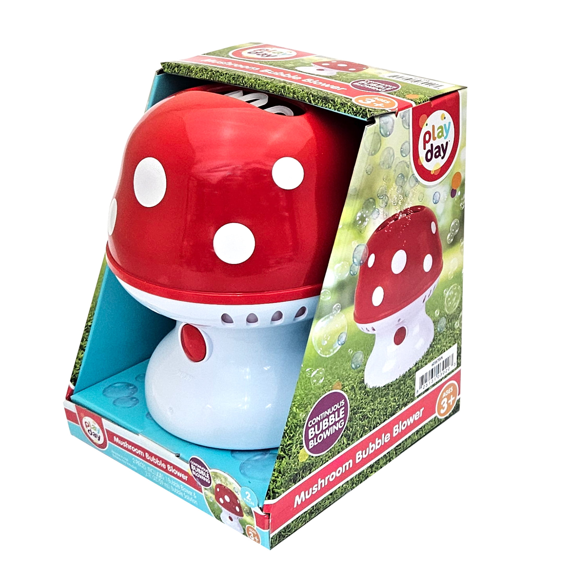 Play Day Mushroom Bubble Blower, Battery Operated, 3+