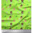 thumbnail image 1 of Soimoi Green Velvet Fabric Girl & Sand Castle Beach Fabric Prints By Yard 58 Inch Wide, 1 of 3