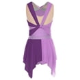 thumbnail image 4 of dPois Robe de Danse Sans Manches Irrégulière pour Femmes Justaucorps de Ballet Patinage Artistique Robe de Danse Moderne Violet G, 4 of 5