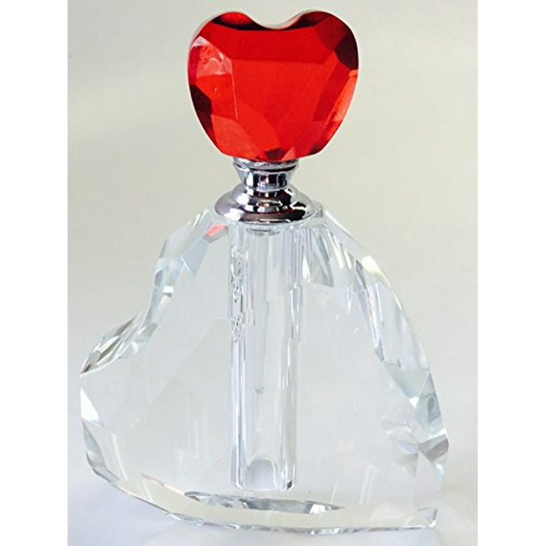 Oleg Cassini Crystal Heart Shaped Bottle Large Red Heart Top 