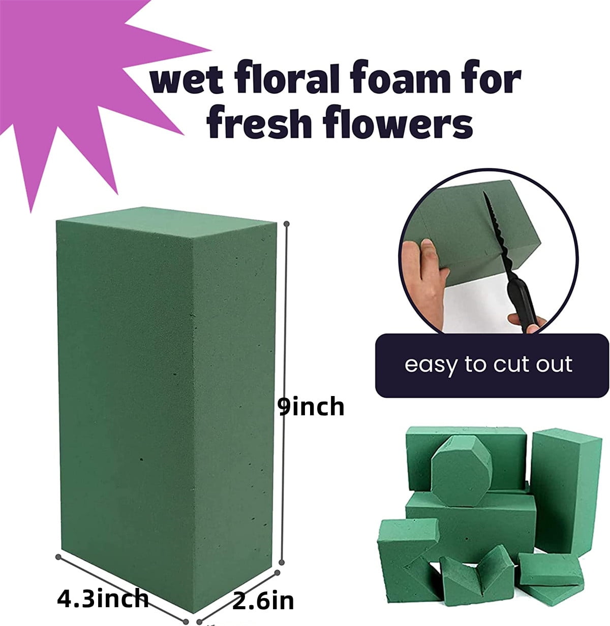 Wet Florist Foam Artificial Flowers 6PCS Floral Foam Brick Flower