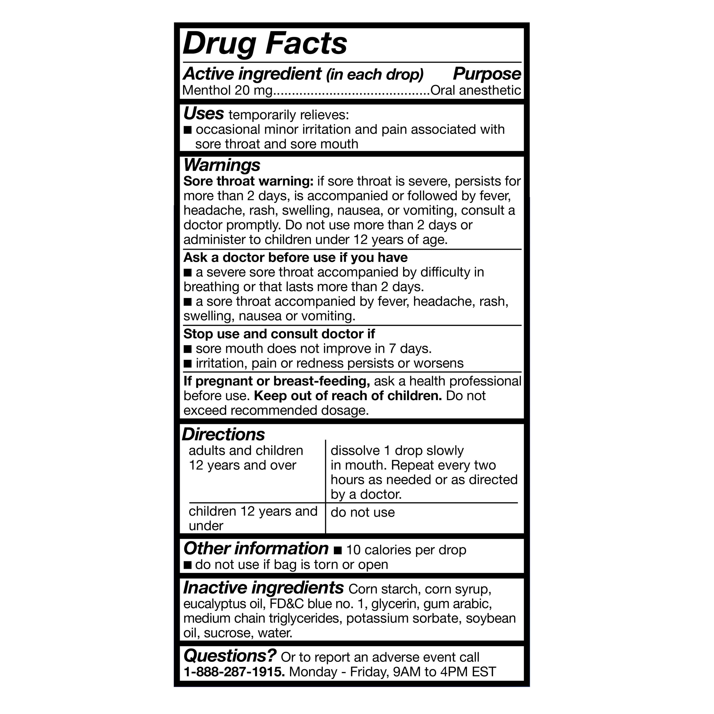 (9 pack) Equate Severe Medicated Menthol Throat Drops, Menthol Ice Flavor, 45 Count, Compare to VICKS® VapoCOOL™ SEVERE THROAT DROPS Active Ingredient