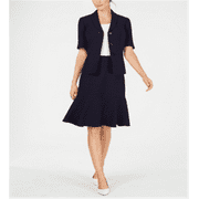 Le Suit Women's Flare Hem Skirt Suit Blue Size 8 Petite