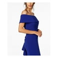 thumbnail image 3 of BETSY & ADAM Womens Blue Zippered Ruched  At Back Of Waist Sleeveless Off Shoulder Full-Length Evening Fit + Flare Dress 2, 3 of 5