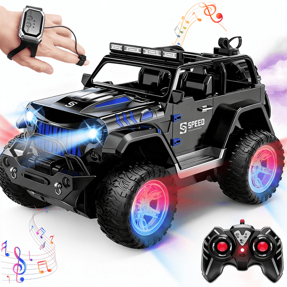 RC Car Toys for 8-12 Year Old Boys, UUGEE 2.4Ghz 1:16 RC Gesture Sensing Remote Control Stunt Cars with Spray Light Music, Christmas Birthday Gifts for Kids