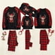 thumbnail image 1 of Conjuntos de pijamas navideños para dormir a juego para la familia, top de nieve a cuadros con ciervos negros y pantalones rojos, 1 of 3