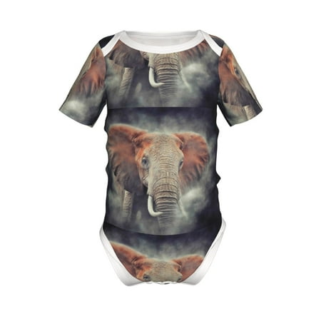 

Junzan Elephant in Smoke Print Short-Sleeve Baby Climbing Clothes Bodysuits for Infant One-Piece for Baby Boys & Girls Baby Clothes Baby Romper with Snap Closure-12 Months