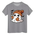 thumbnail image 5 of NIEWTR Halloween T Shirts for Girls Ghost Shirt Cute Gardening Plant Graphic Tee Spooky Season Shirt Casual Short Sleeve Top Halloween T-Shirt (3-4 Years,Grey), 5 of 5