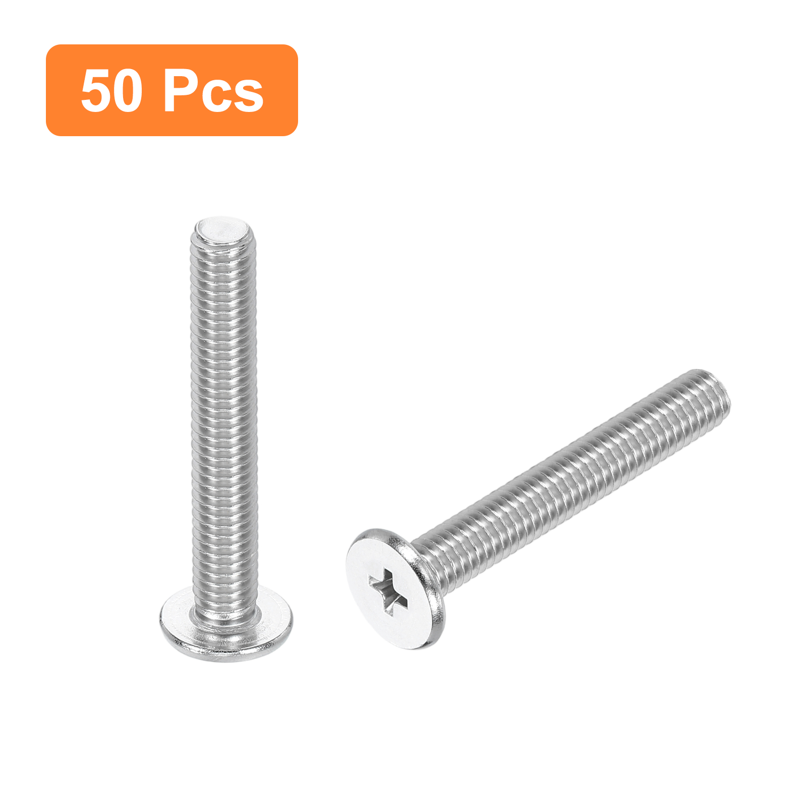 M6-1 x 40mm 50Pack Metal Flat Round Head Screws Phillips Drive Machine Bolt