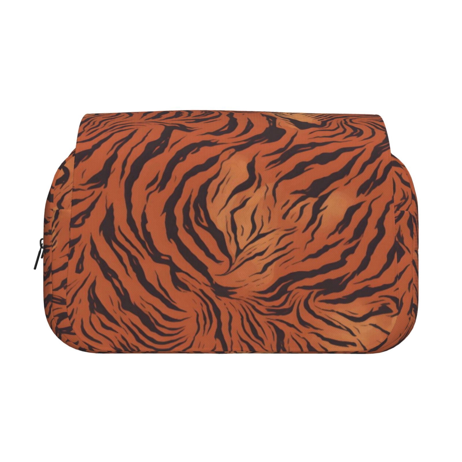Large-Capacity Flip-Top Double-Layer Pencil Case, Multi-Functional Pocket Pen Case, Durable Stationery Organizer Tiger Print Style Darkred_1