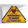 thumbnail image 1 of Zombie Pillow Sham Warning the Zombie Outbreak Sign Cemetery Infection Halloween Graphic, Decorative Standard Queen Size Printed Pillowcase, 30 X 20 Inches, Earth Yellow Red Black, by Ambesonne, 1 of 2