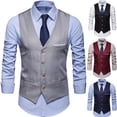 thumbnail image 4 of Joernso Pockets Removable White Strips Suit Vest Classic Solid Color Men Business Waistcoat Workwear, 4 of 8