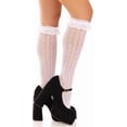 thumbnail image 3 of Zhengup Womens Sweetheart Knit Knee Highs With Lace Ruffle Cuff, 3 of 5