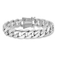 thumbnail image 3 of 14k White Gold Bracelet Chain Styles Curb Men's 13.4 mm 8 in Hand Polished Rounded Link with Box Catch Clasp, 3 of 4