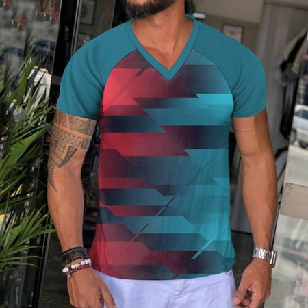 

Aayomet V Neck White T Shirts Mens Mens Spring Summer Leisure Sports Colorblock Abstract Raglan Sleeves T Shirt Bra Green M
