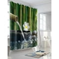thumbnail image 3 of Fsddascl Zen Stones Water Flowing Shower Curtain Set - 54" x 78" Washable Bathtub Curtain with 12 Hooks, Floral Green Forest Waterproof Fabric Stall Shower Curtains for Bathroom/Bathtub Décor, 3 of 6