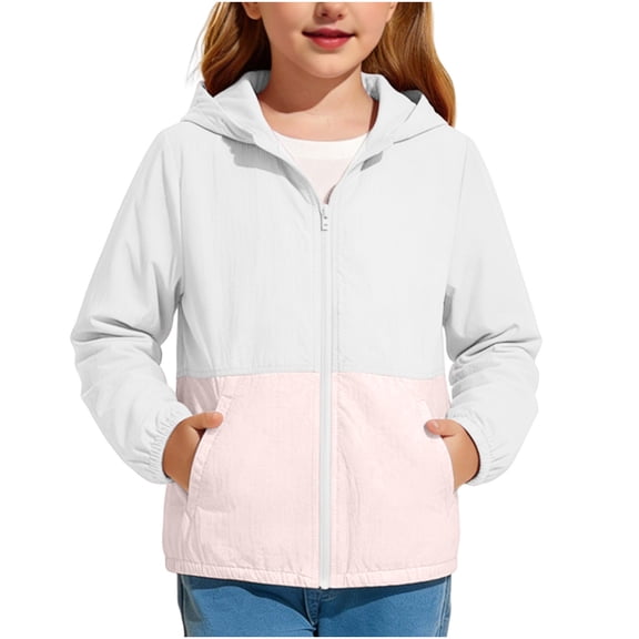 Posijego Boys Girls Sun Protection Jacket UPF 50  Long Sleeve Zip up Hooded Outdoor Hiking Fishing Shirts with Pockets