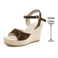 thumbnail image 6 of Rokment Women's Leopard Extra Wedge Heels Dressy Sandals Trendy Casual Suede Peep Toe Ankle Strap Espadrilles Platform Chunky Heeled Beach Summer Dress Shoes for Ladies Coffee Size 8.5, 6 of 6