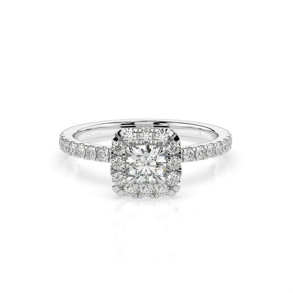1 Carat TW Lab Grown Women's Diamond Halo Engagement Ring in 10k White Gold