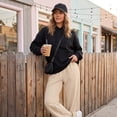 thumbnail image 5 of UDAUDU Wide Leg Sweatpants Women Low Rise Baggy Sweatpants Y2K Drawstring Cotton Lounge Pants Womens 2026 Fall Fashion Pants Beige 3XL, 5 of 8