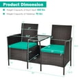 thumbnail image 4 of Costway Patio Rattan Wicker Conversation Set Sofa Cushioned Loveseat Glass Table Turquoise, 4 of 9